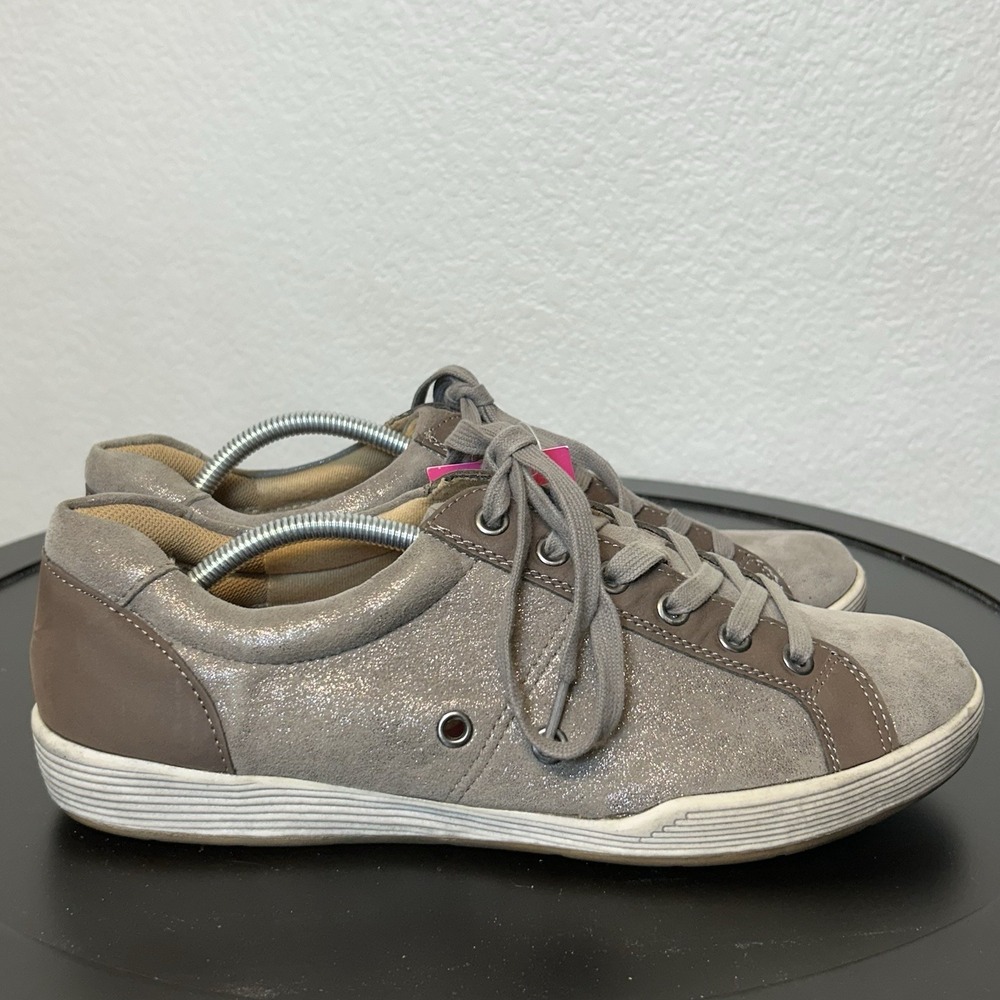 Comfortiva Lyons Leather Comfort Shoes Lace Up Taupe‎ Color W/ Shimmer Sz. 10 W
